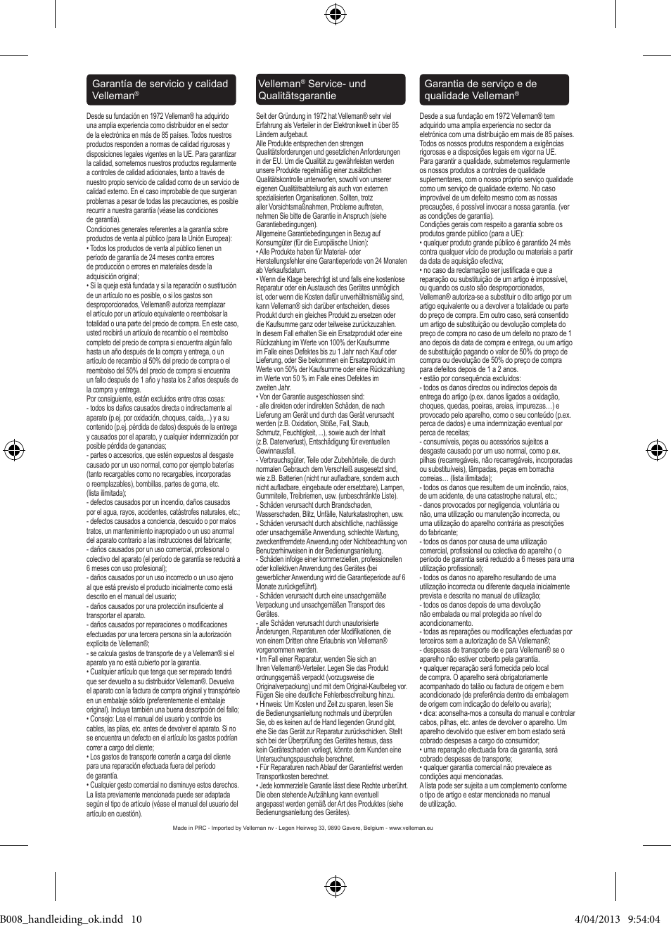 Velleman WB008 User Manual | Page 10 / 11