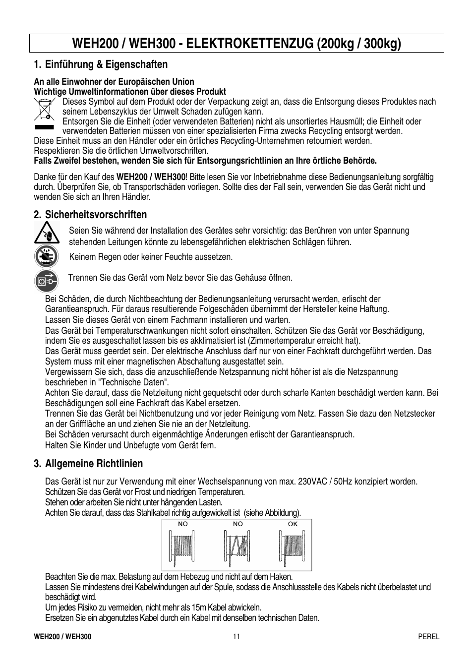 Einführung & eigenschaften, Sicherheitsvorschriften, Allgemeine richtlinien | Velleman WEH200 User Manual | Page 11 / 16