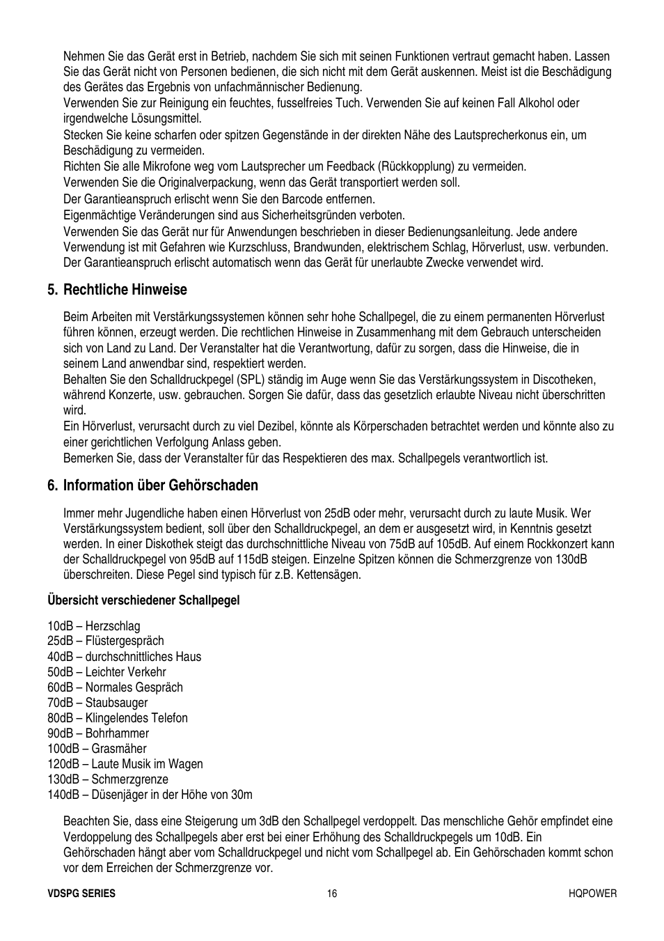 Rechtliche hinweise, Information über gehörschaden | Velleman VDSPG15 User Manual | Page 16 / 17