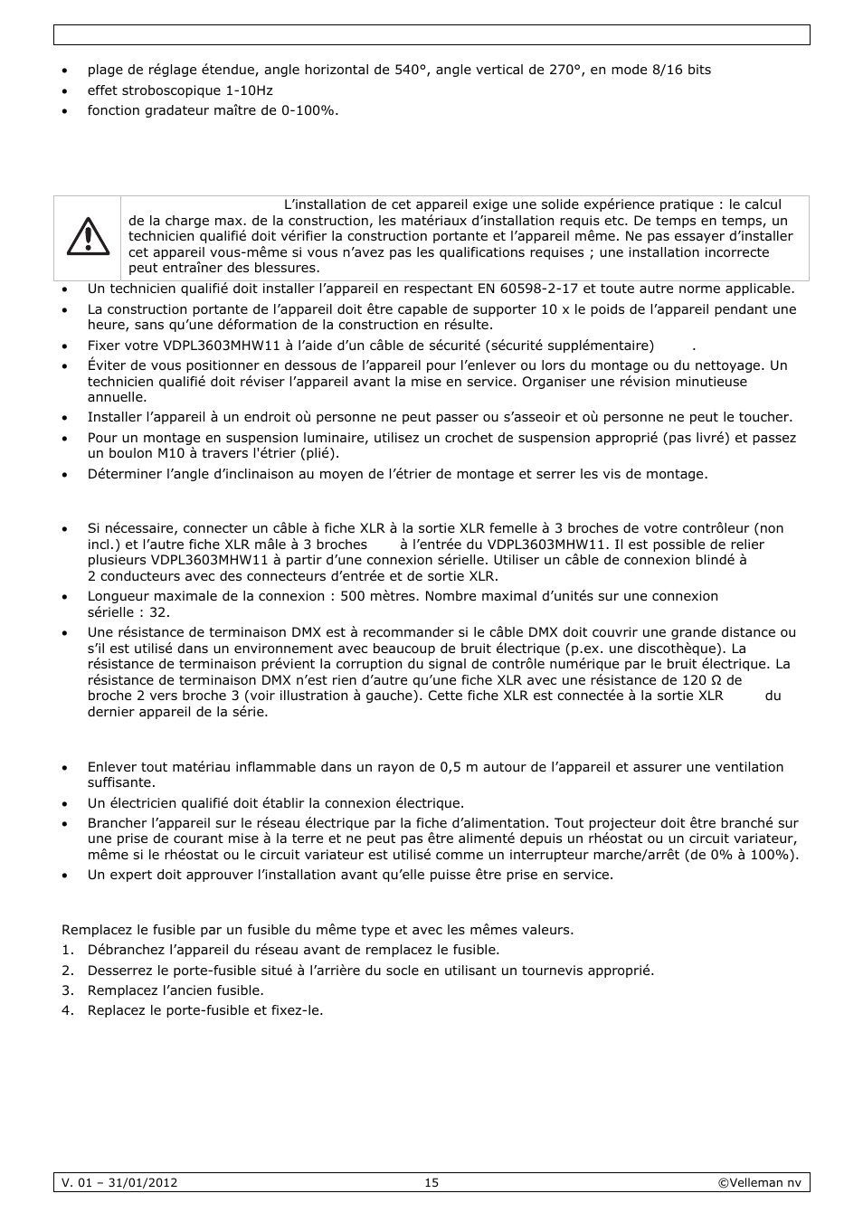 Installation | Velleman VDPL3603MHW11 User Manual | Page 15 / 29