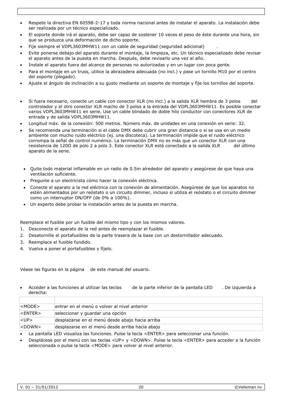 Velleman VDPL3603MHW11 User Manual | Page 20 / 29