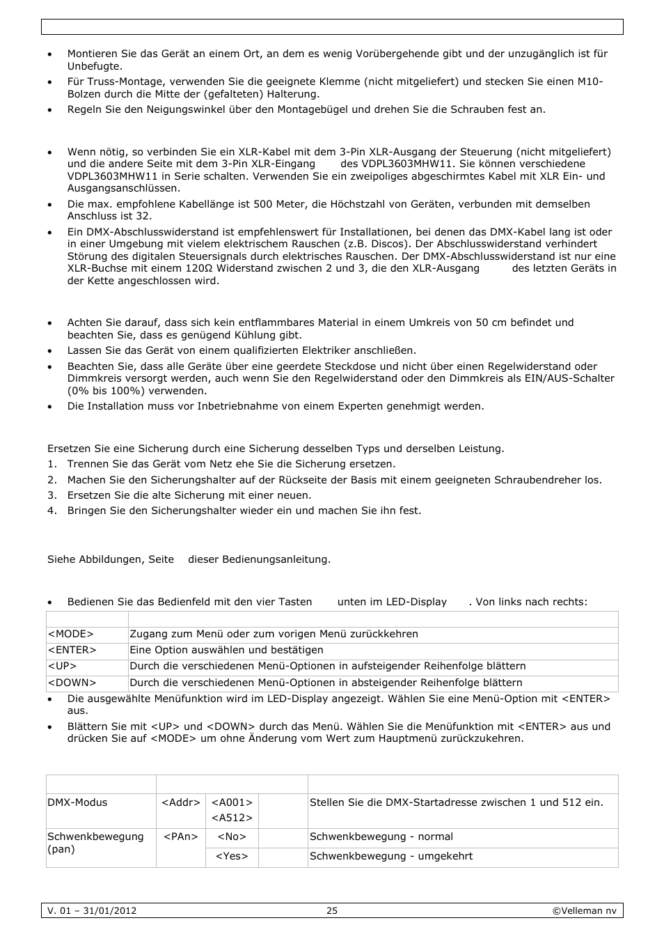 Anwendung | Velleman VDPL3603MHW11 User Manual | Page 25 / 29