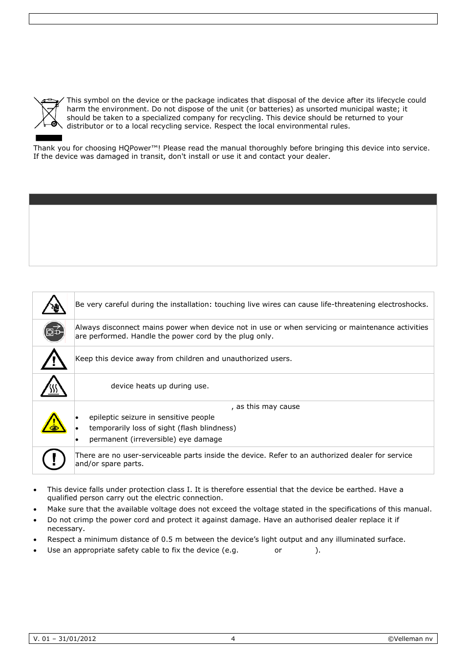 User manual, Er man, Nual | Introdu, Safety, Uction, Instruct, Tions | Velleman VDPL3603MHW11 User Manual | Page 4 / 29