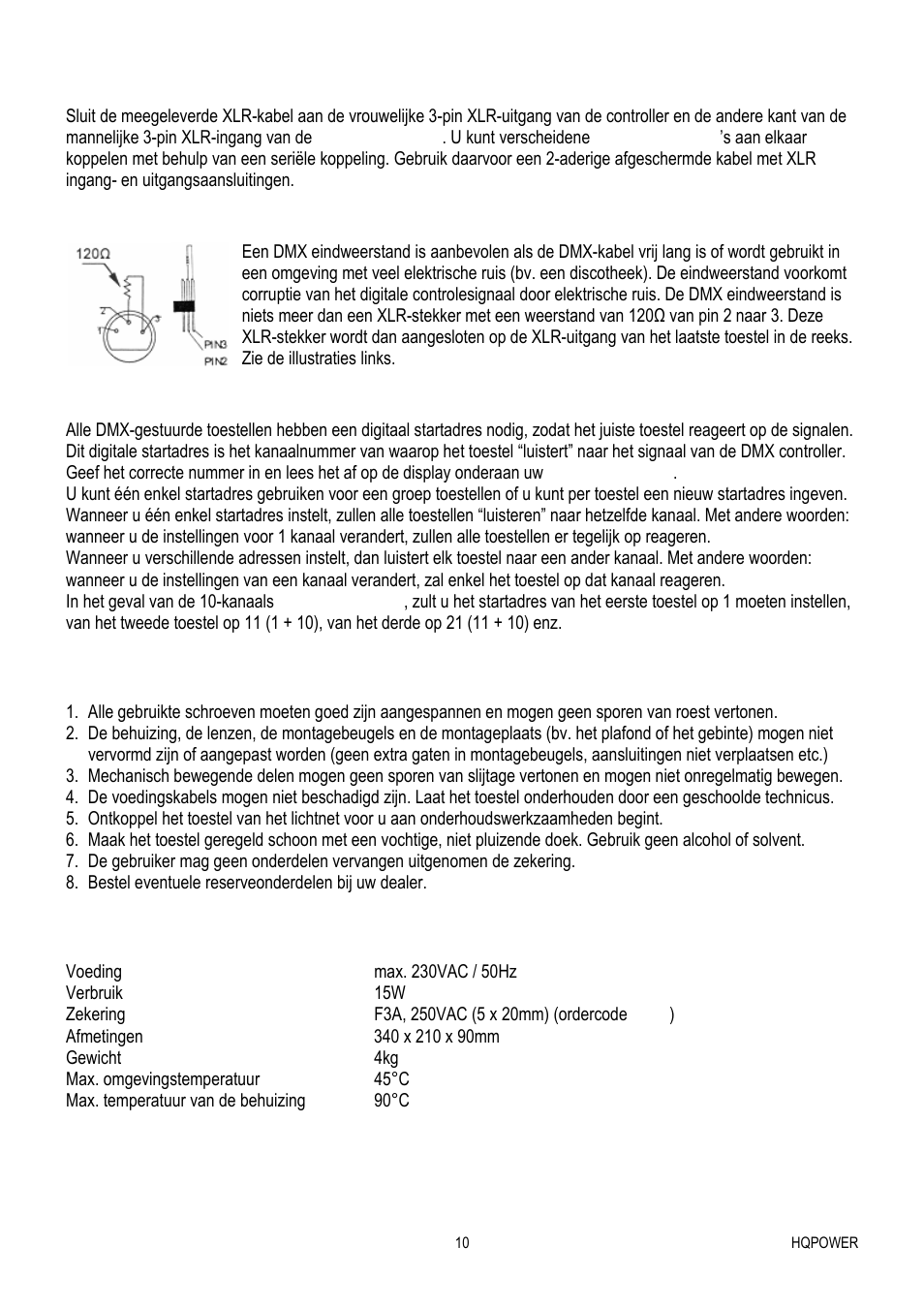 Reiniging en onderhoud, Technische specificaties | Velleman VDP1601RGLD10 User Manual | Page 10 / 25