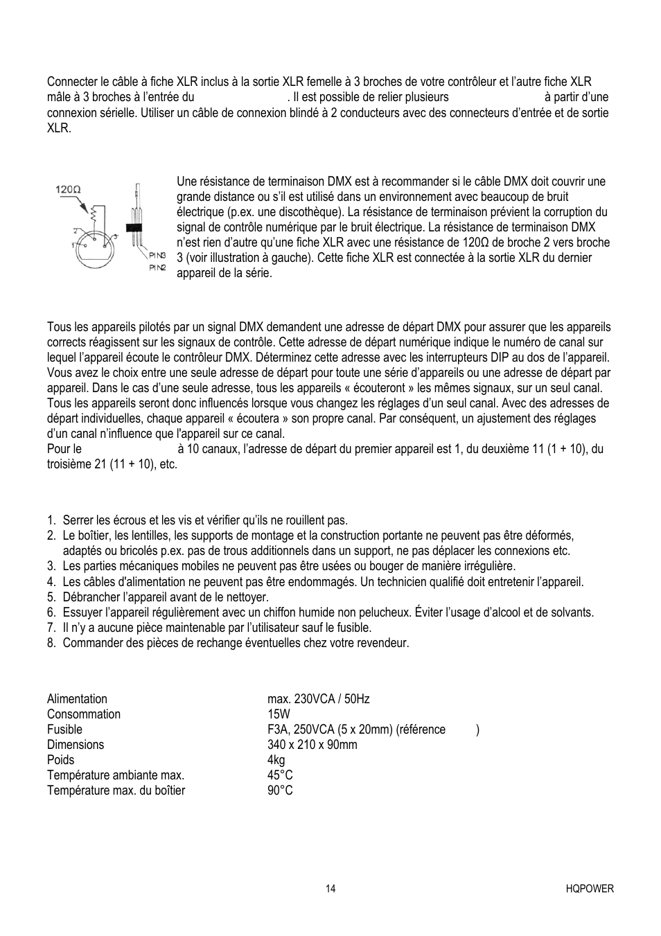 Nettoyage et entretien, Spécifications techniques | Velleman VDP1601RGLD10 User Manual | Page 14 / 25