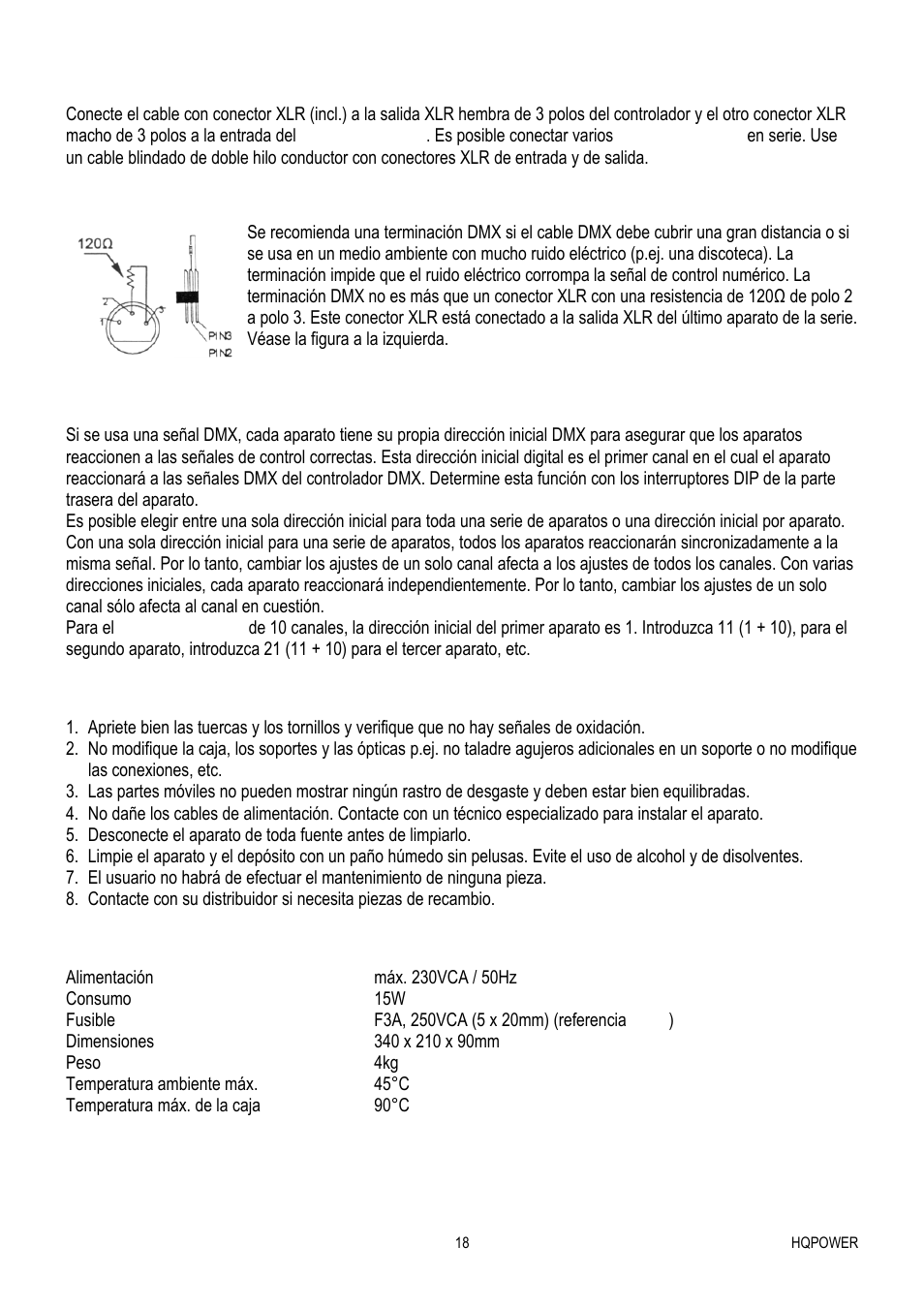 Limpieza y mantenimiento, Especificaciones | Velleman VDP1601RGLD10 User Manual | Page 18 / 25