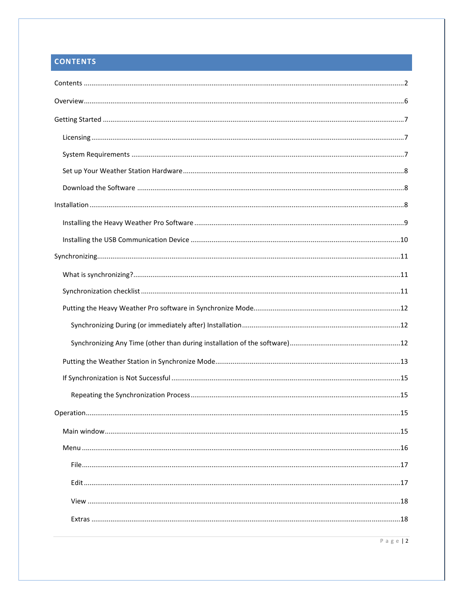 Velleman WS2800 Software User’s Guide User Manual | Page 2 / 40