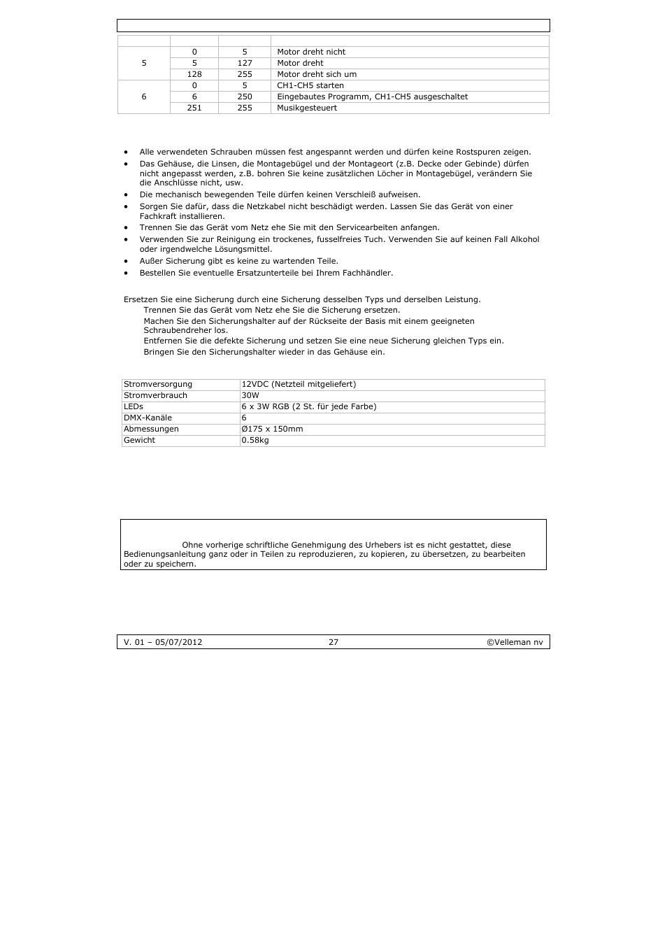 Velleman VDPL300CB User Manual | Page 27 / 29