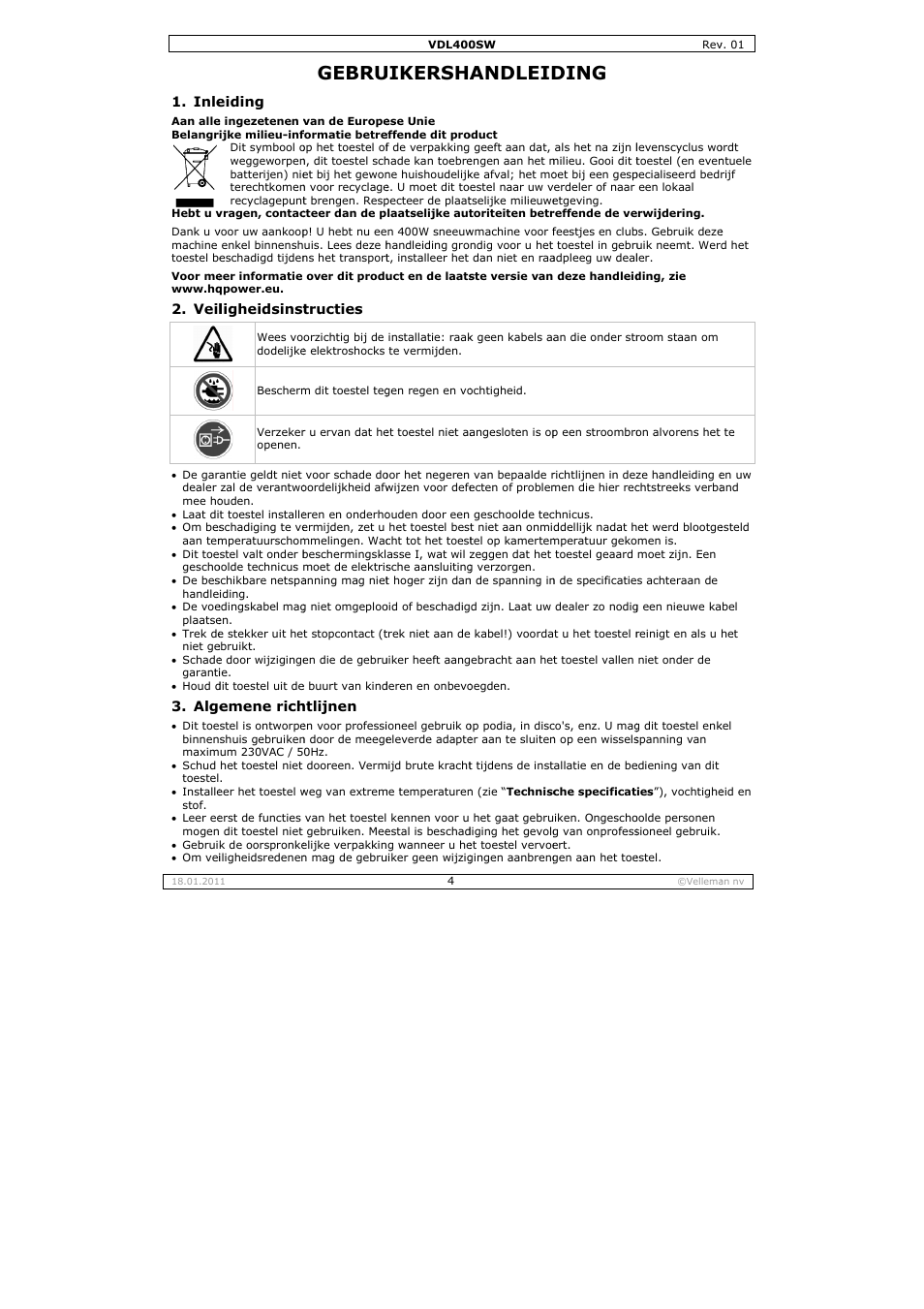 Gebru, Uikersha, Andleid | Ding | Velleman VDL400SW User Manual | Page 4 / 13