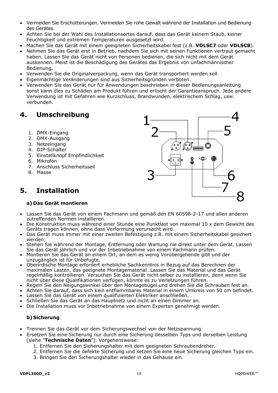 Inst, Schreib, Tallation | Velleman VDPL300D User Manual | Page 19 / 23