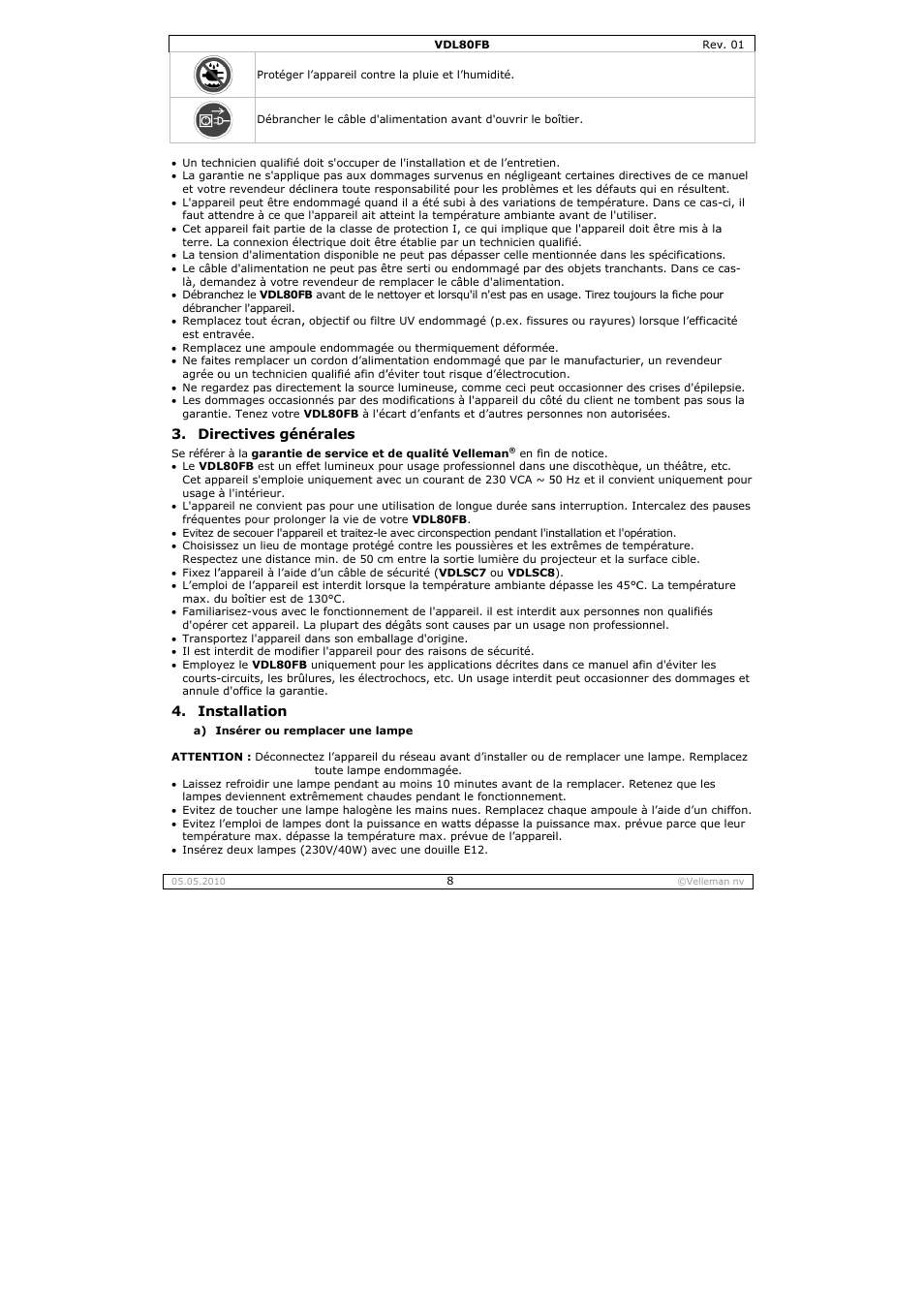 Velleman VDL80FB User Manual | Page 8 / 17