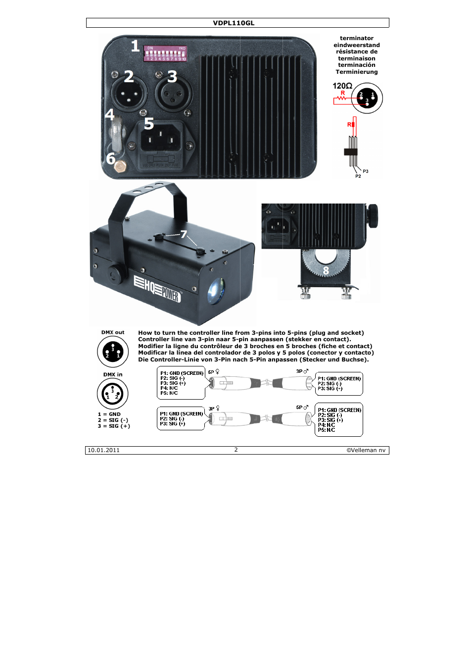 Velleman VDPL110GL User Manual | Page 2 / 24