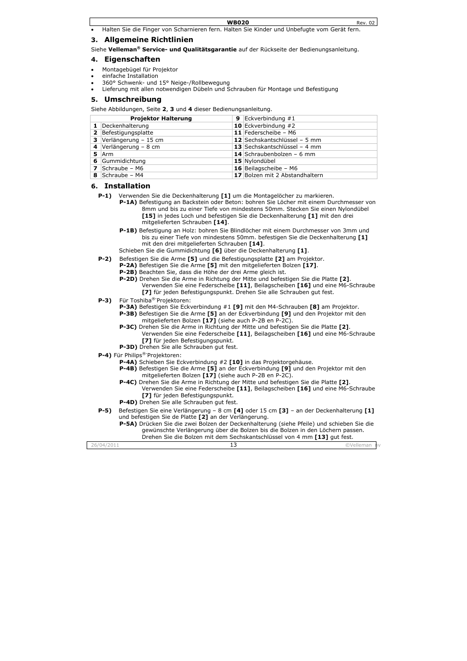 Velleman WB020 User Manual | Page 13 / 18