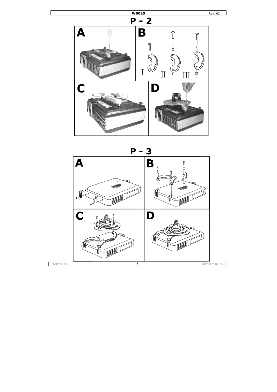 P - 2 p - 3 | Velleman WB020 User Manual | Page 3 / 18