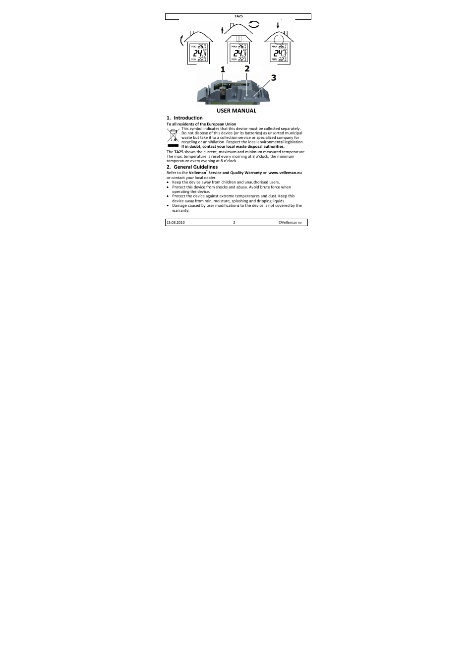 User ma, Anual | Velleman TA25 User Manual | Page 2 / 8