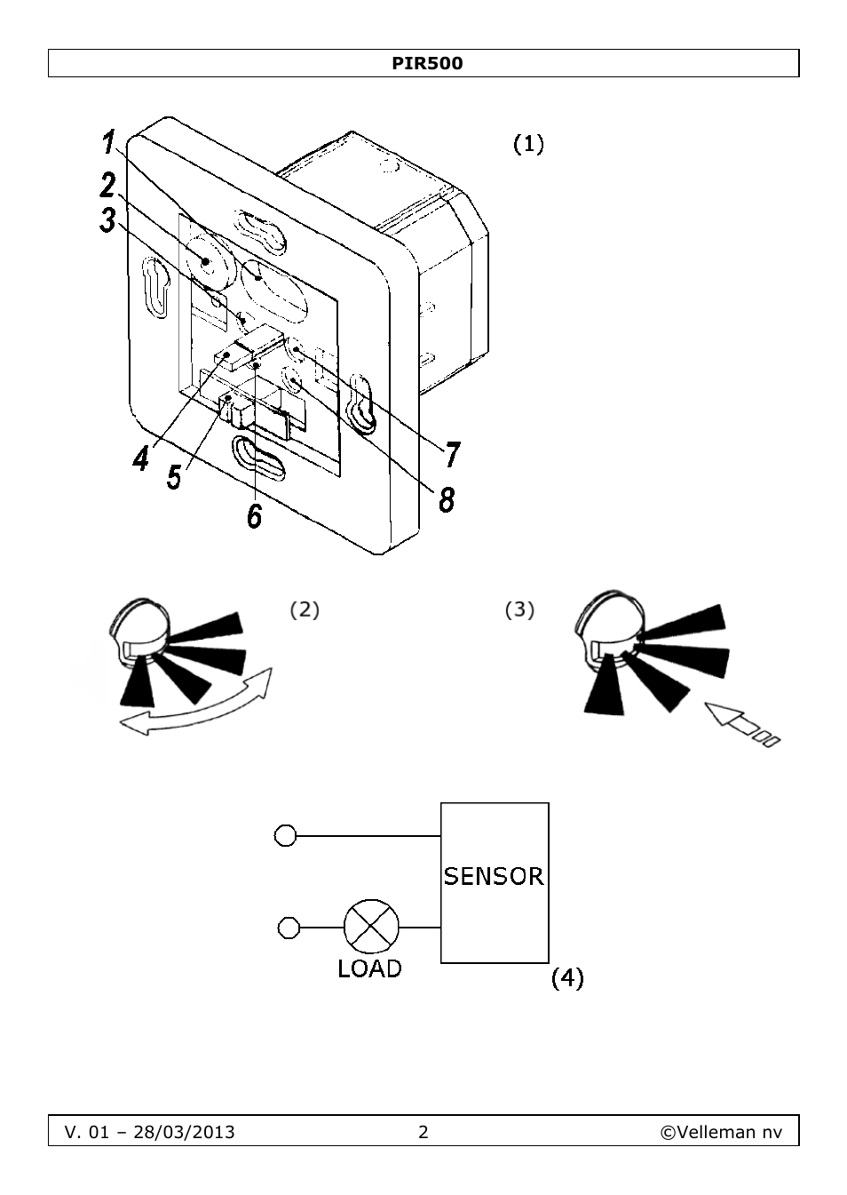 Velleman PIR500 User Manual | Page 2 / 27