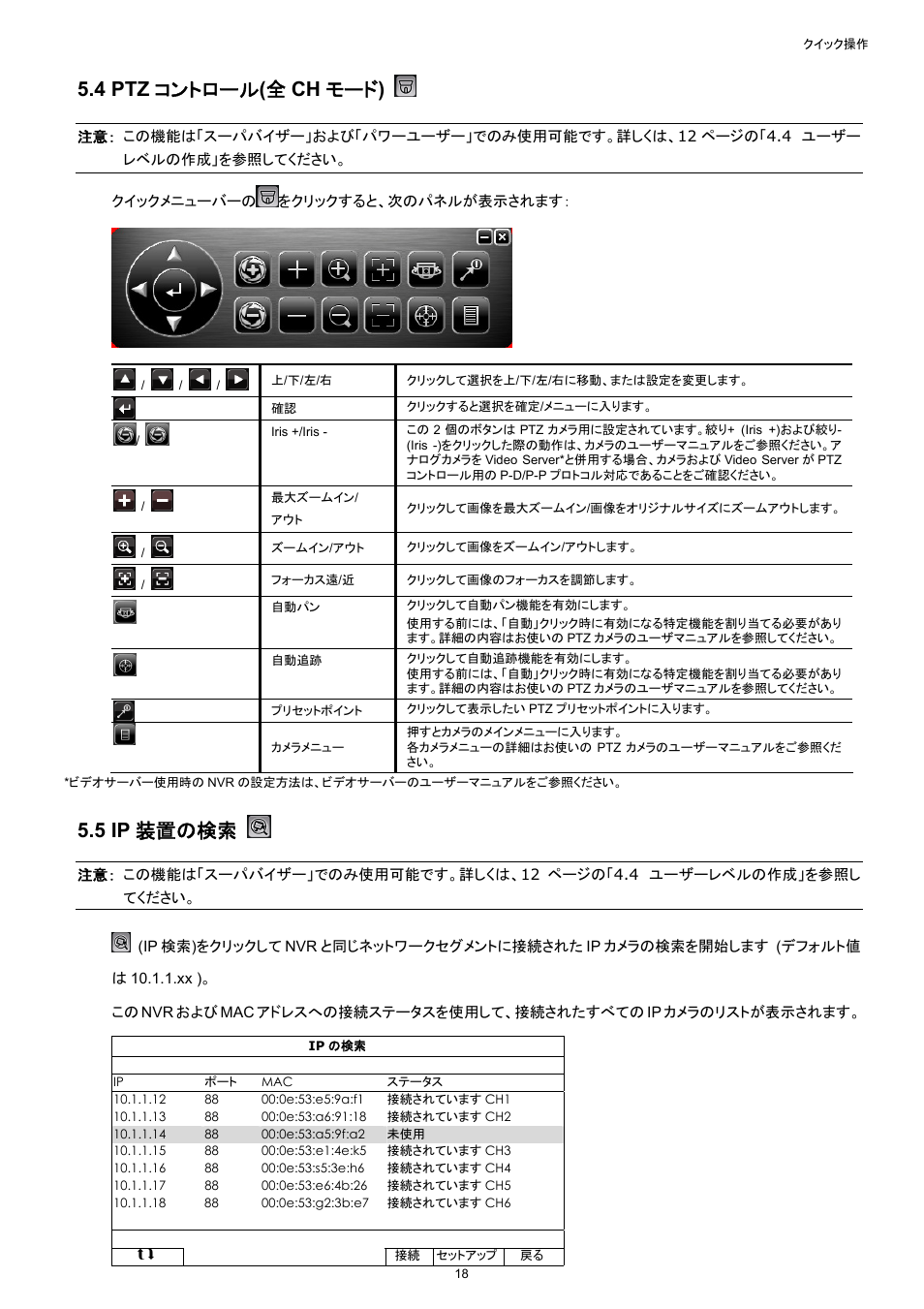 4 ptz コントロール ( 全 ch モード ), 5 ip 装置の検索 | Velleman NVR2 User Manual | Page 128 / 314