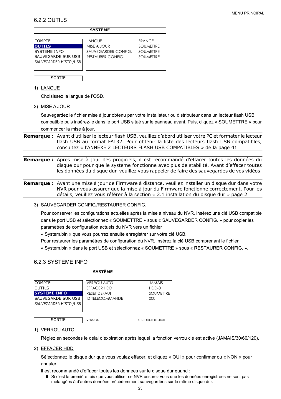 2 outils, 3 systeme info | Velleman NVR2 User Manual | Page 185 / 314