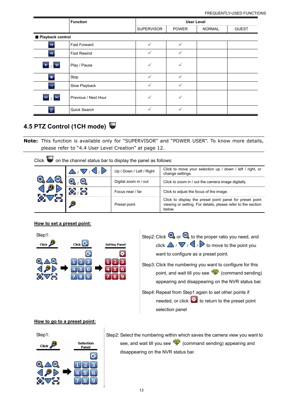 5 ptz control (1ch mode) | Velleman NVR2 User Manual | Page 19 / 314