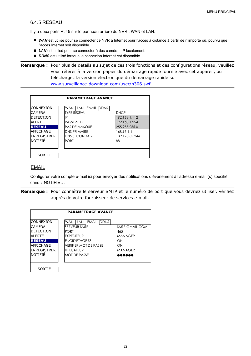 5 reseau, Email | Velleman NVR2 User Manual | Page 194 / 314