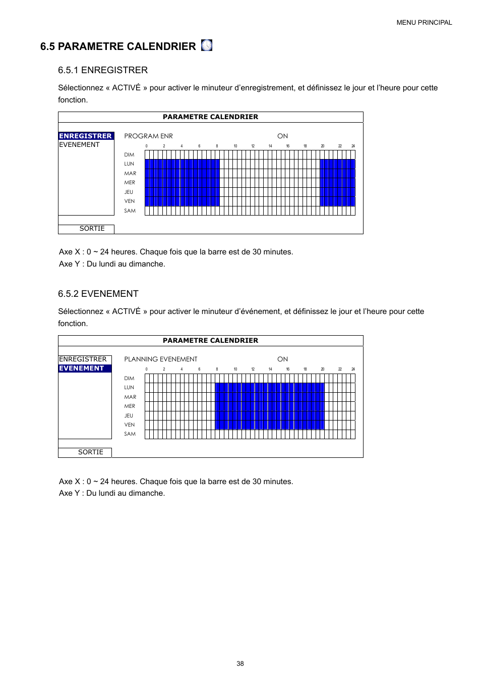 5 parametre calendrier, 1 enregistrer, 2 evenement | Velleman NVR2 User Manual | Page 200 / 314