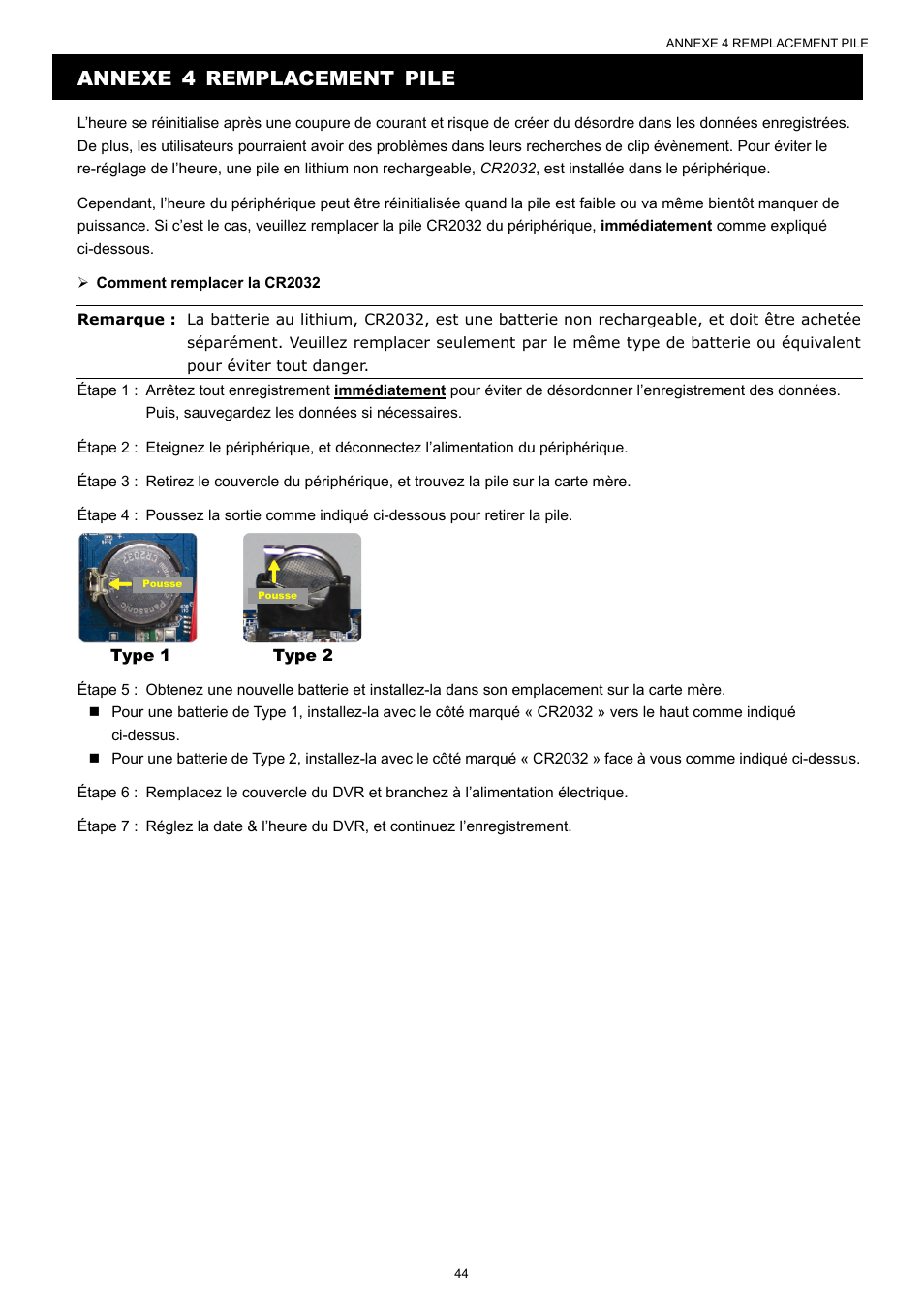 Annexe 4 remplacement pile | Velleman NVR2 User Manual | Page 206 / 314