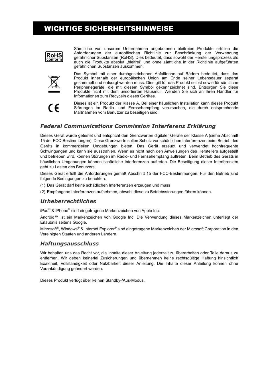 Wichtige sicherheitshinweise, Urheberrechtliches, Haftungsausschluss | Velleman NVR2 User Manual | Page 212 / 314