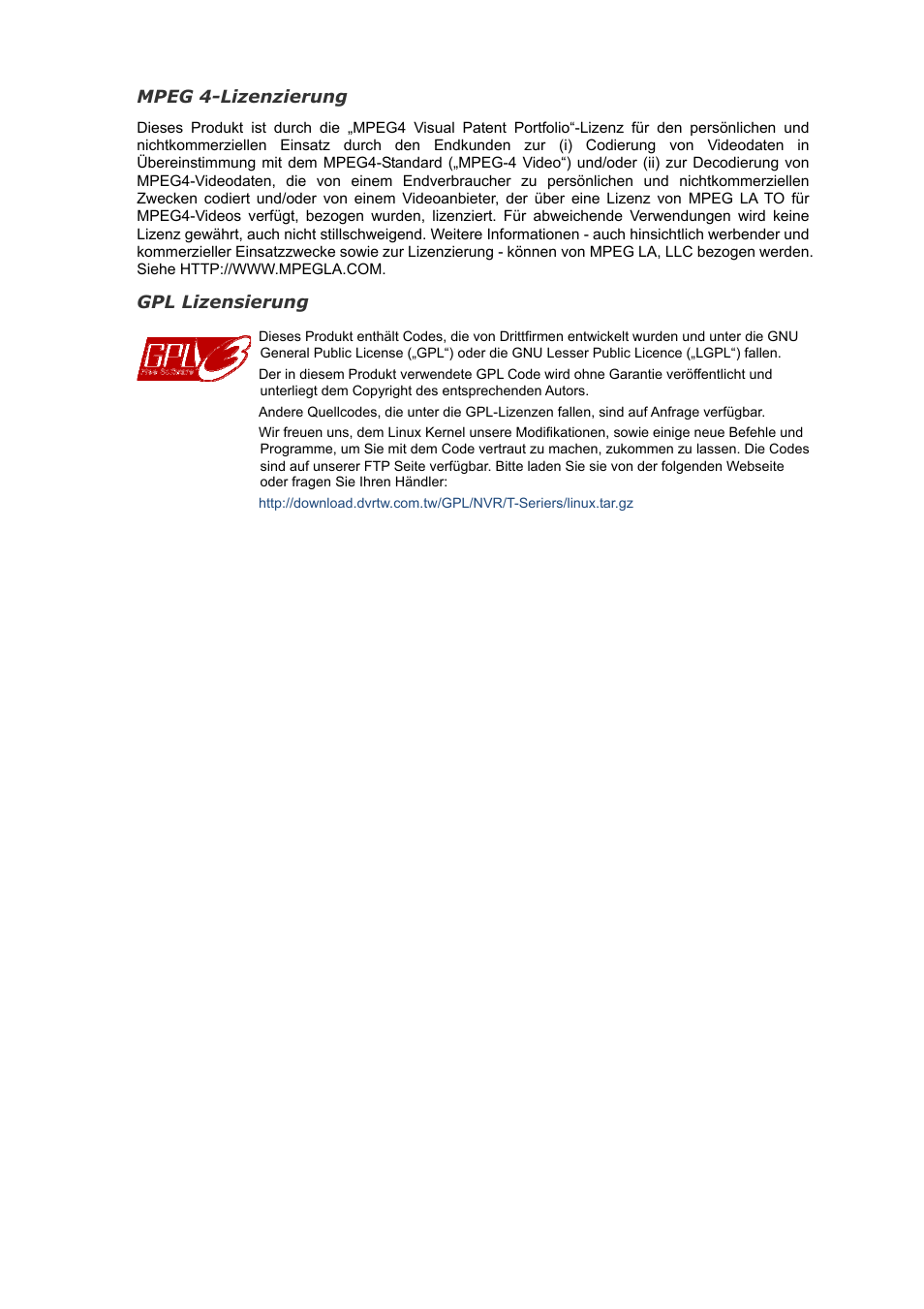 Mpeg 4-lizenzierung, Gpl lizensierung | Velleman NVR2 User Manual | Page 213 / 314