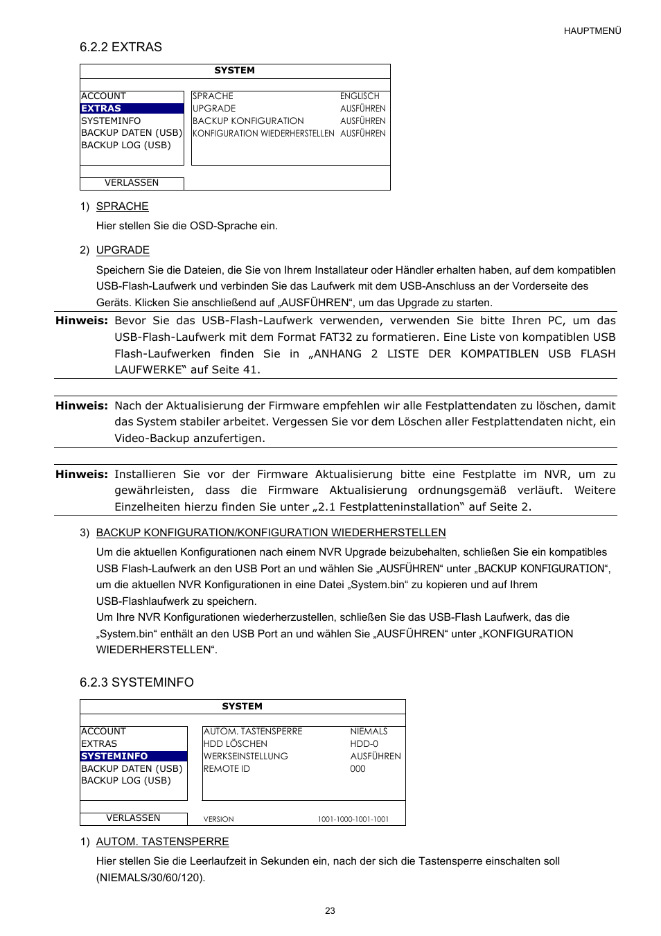 2 extras, 3 systeminfo | Velleman NVR2 User Manual | Page 238 / 314