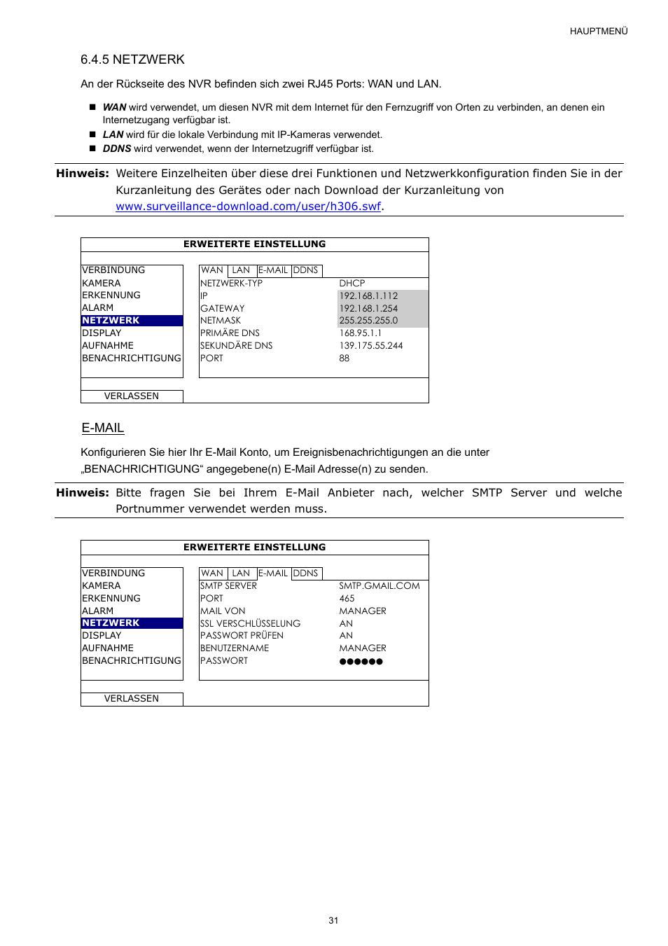 5 netzwerk, E-mail | Velleman NVR2 User Manual | Page 246 / 314