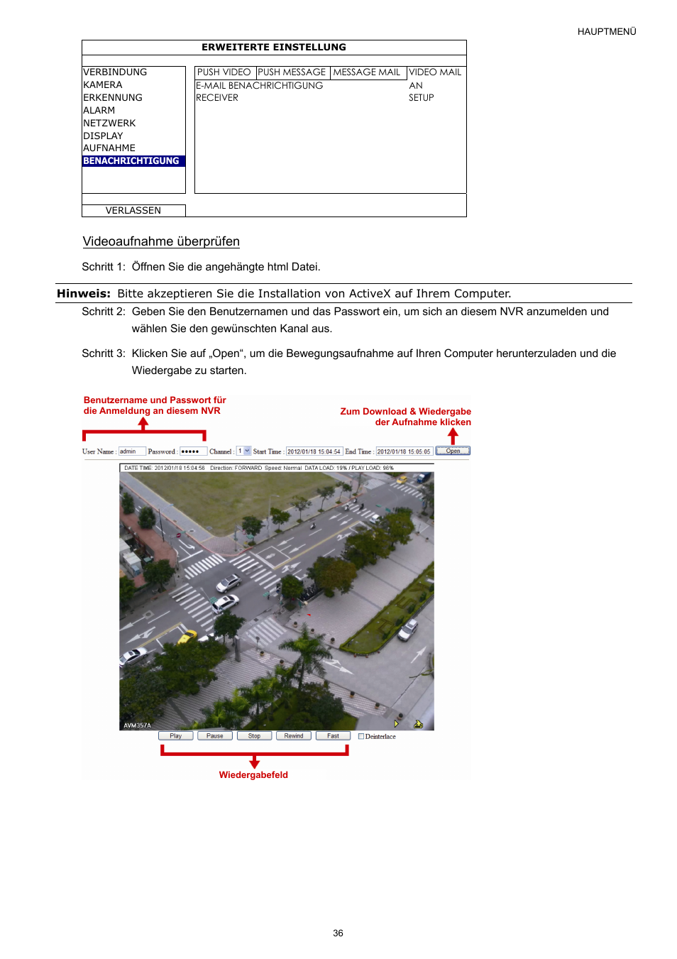 Videoaufnahme überprüfen | Velleman NVR2 User Manual | Page 251 / 314
