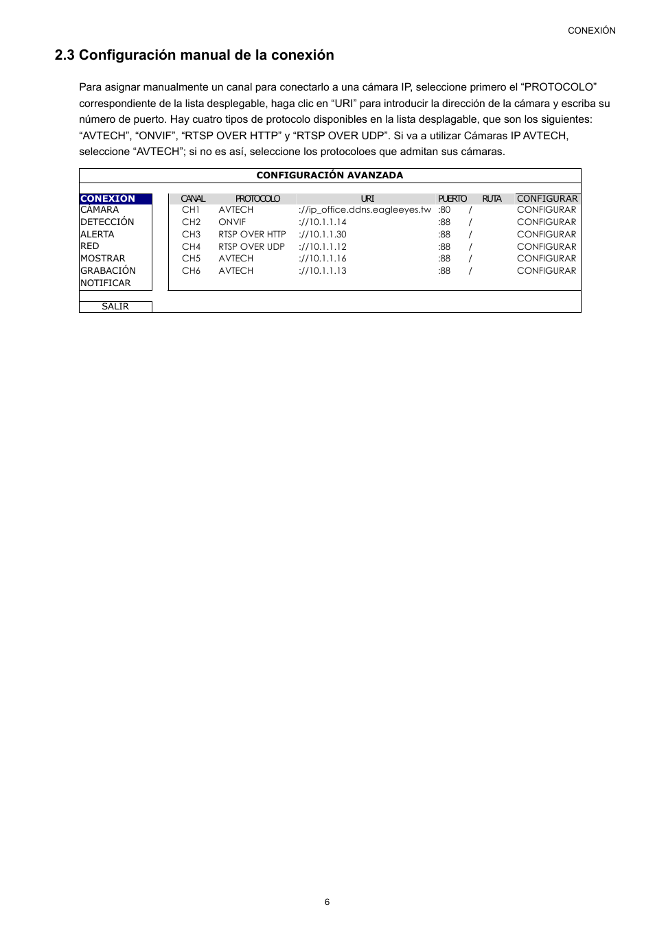 3 configuración manual de la conexión | Velleman NVR2 User Manual | Page 273 / 314