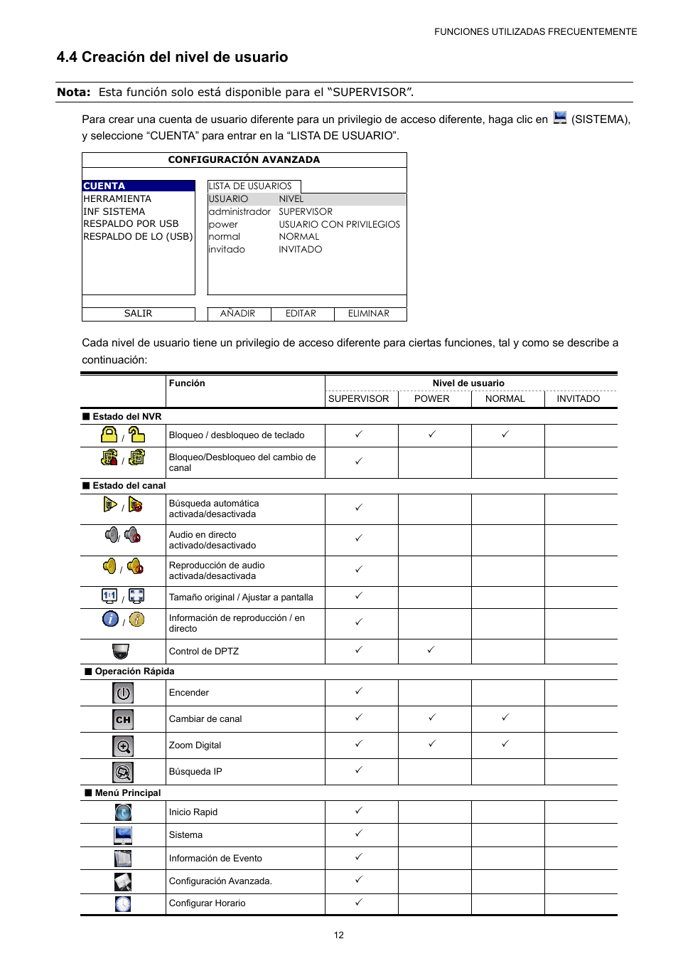 4 creación del nivel de usuario | Velleman NVR2 User Manual | Page 279 / 314