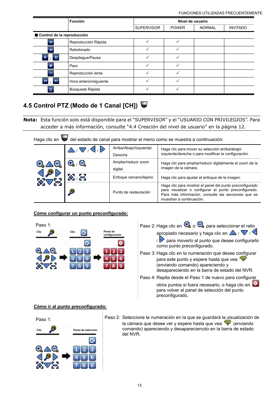 5 control ptz (modo de 1 canal [ch]) | Velleman NVR2 User Manual | Page 280 / 314