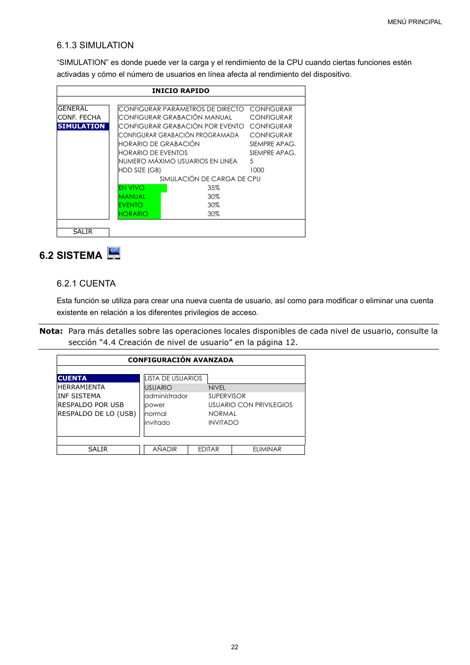 2 sistema, 3 simulation, 1 cuenta | Velleman NVR2 User Manual | Page 289 / 314