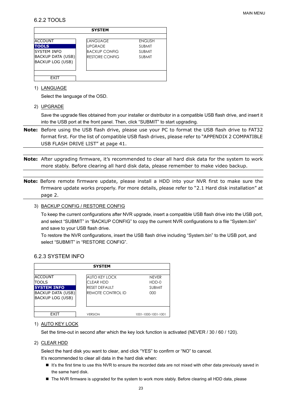 2 tools, 3 system info | Velleman NVR2 User Manual | Page 29 / 314
