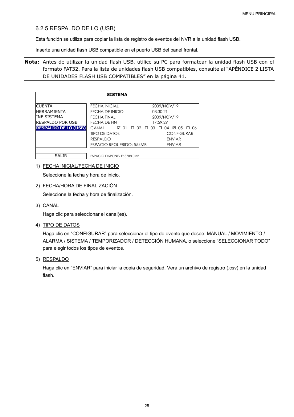 5 respaldo de lo (usb) | Velleman NVR2 User Manual | Page 292 / 314
