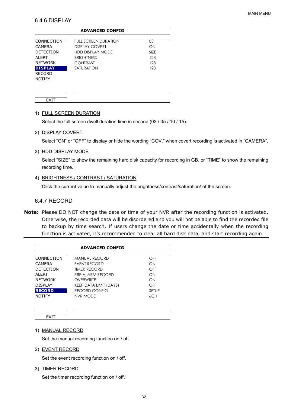 6 display, 7 record | Velleman NVR2 User Manual | Page 38 / 314
