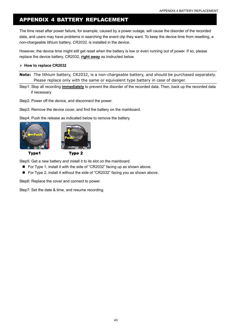 Appendix 4 battery replacement | Velleman NVR2 User Manual | Page 49 / 314