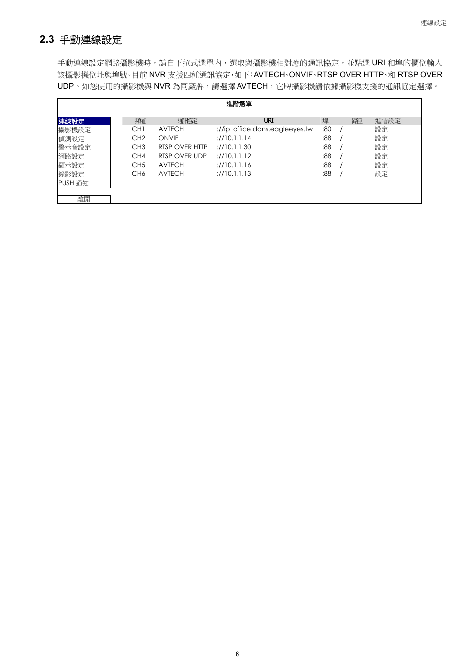 3 手動連線設定 | Velleman NVR2 User Manual | Page 65 / 314