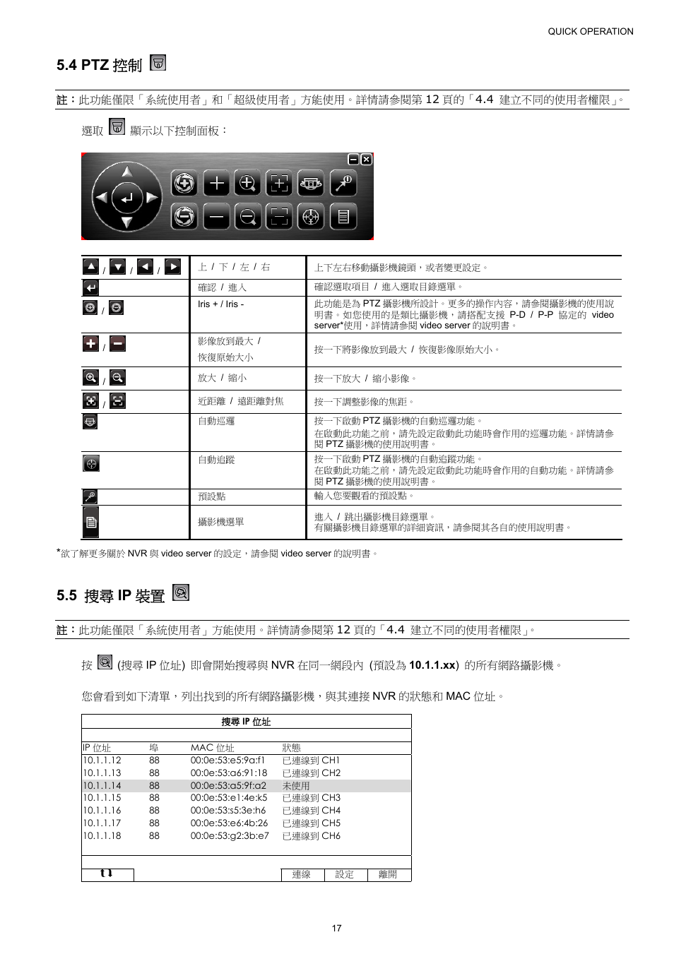 4 ptz 控制, 5 搜尋 ip 裝置 | Velleman NVR2 User Manual | Page 76 / 314