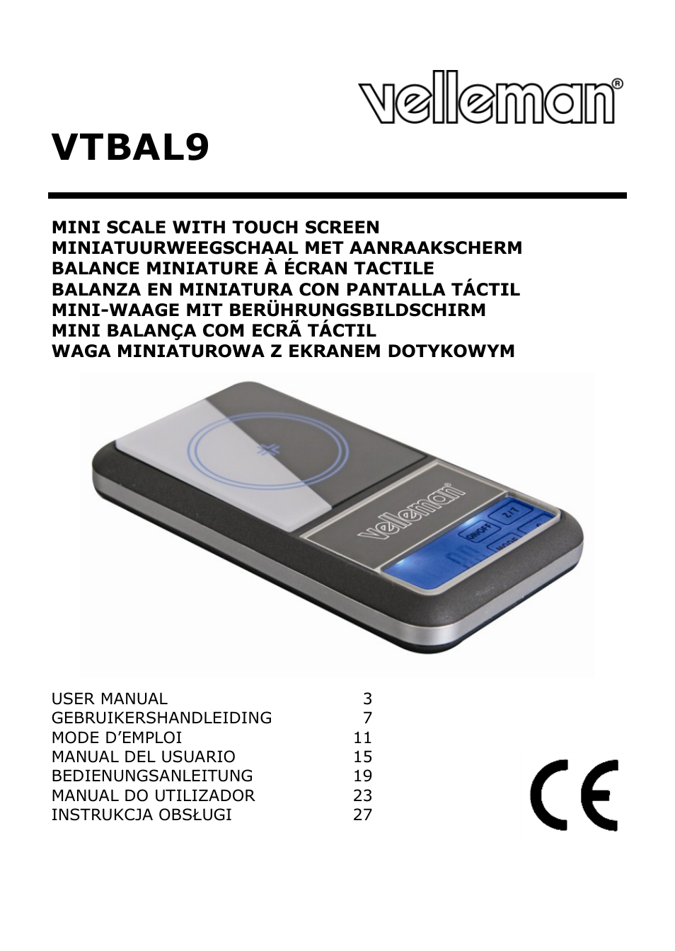 Velleman VTBAL9 User Manual | 34 pages