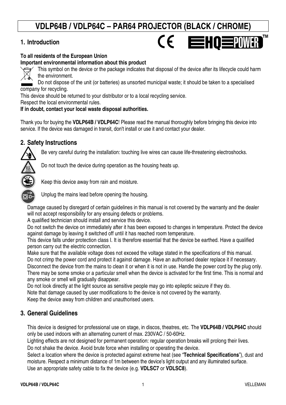 Velleman VDLP64B_C User Manual | 12 pages