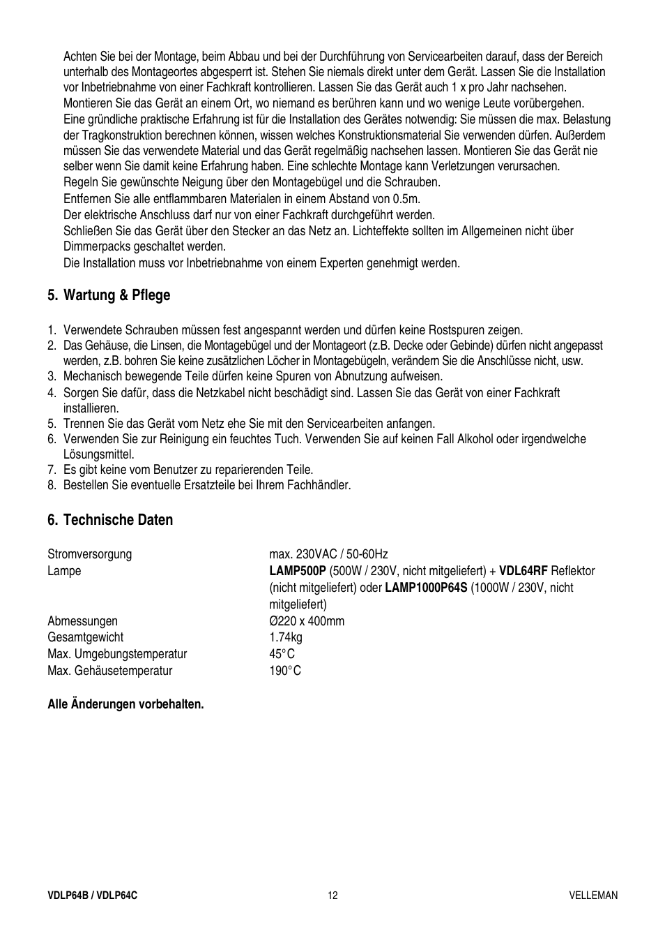 Velleman VDLP64B_C User Manual | Page 12 / 12