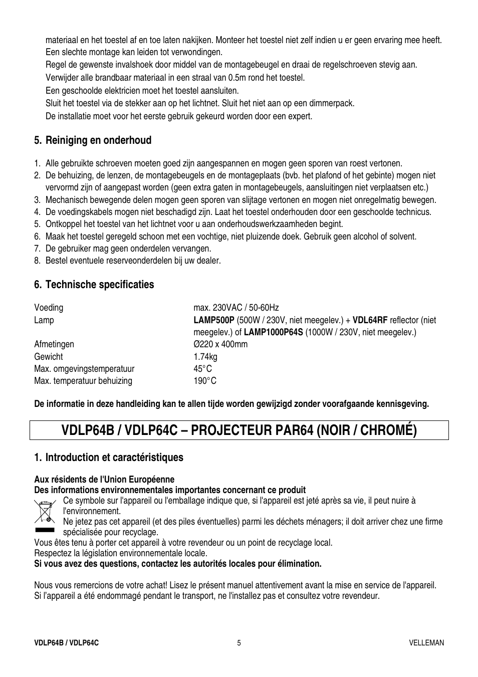 Velleman VDLP64B_C User Manual | Page 5 / 12