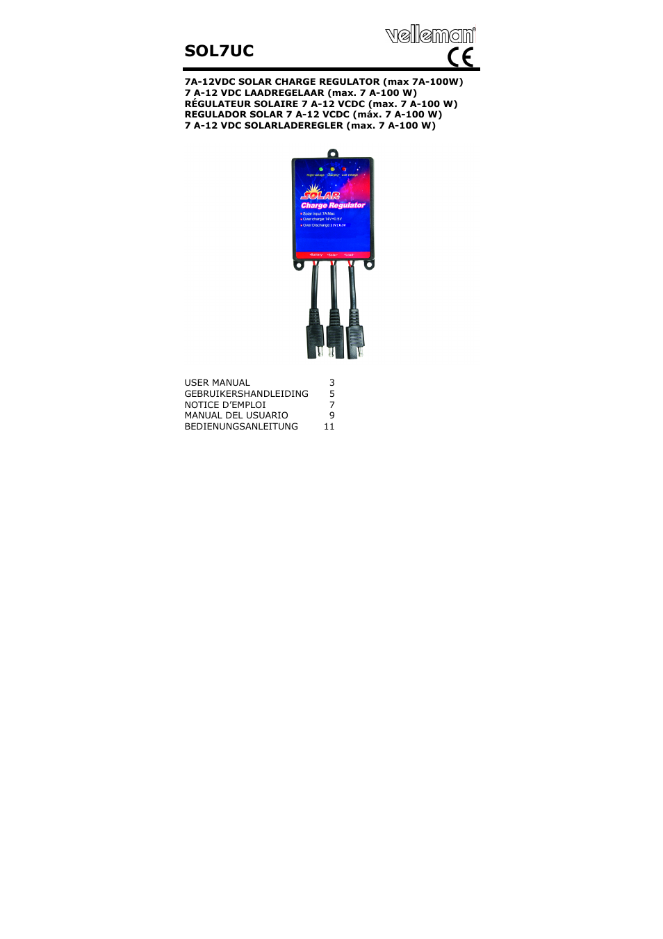 Velleman SOL7UC User Manual | 15 pages