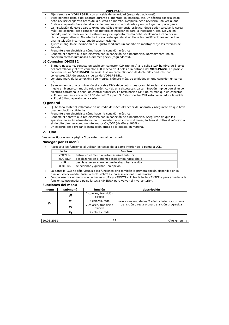 Velleman VDPLP64SL User Manual | Page 22 / 33