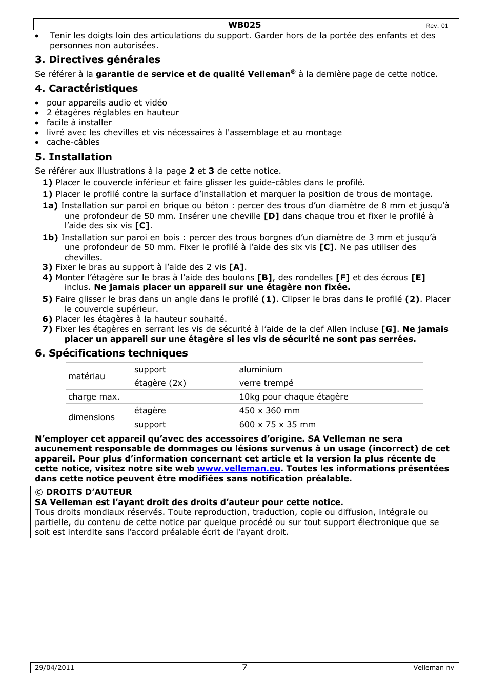 Velleman WB025 User Manual | Page 7 / 13