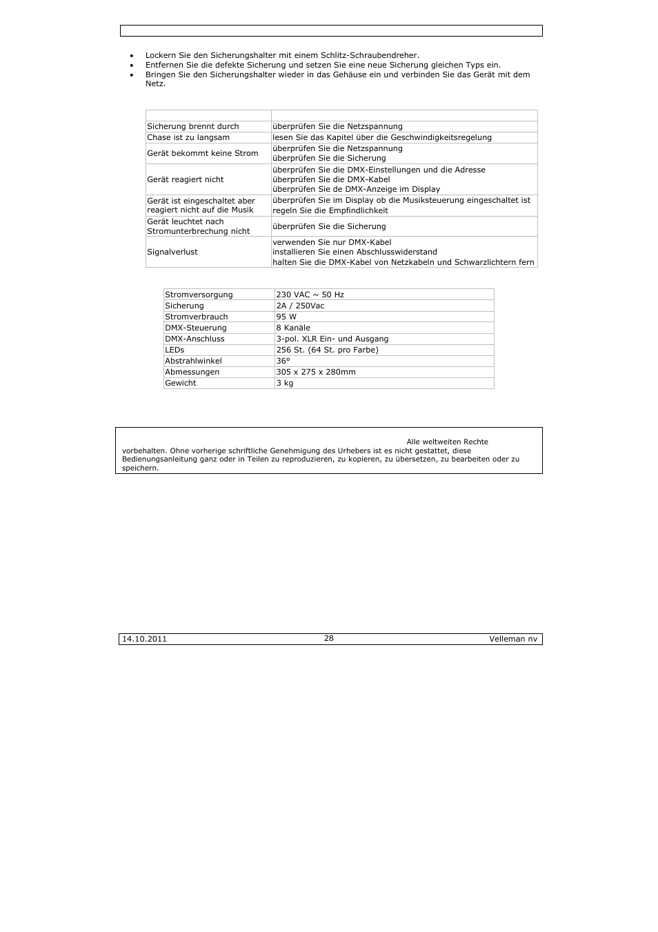 Velleman VDPL300ME User Manual | Page 28 / 30
