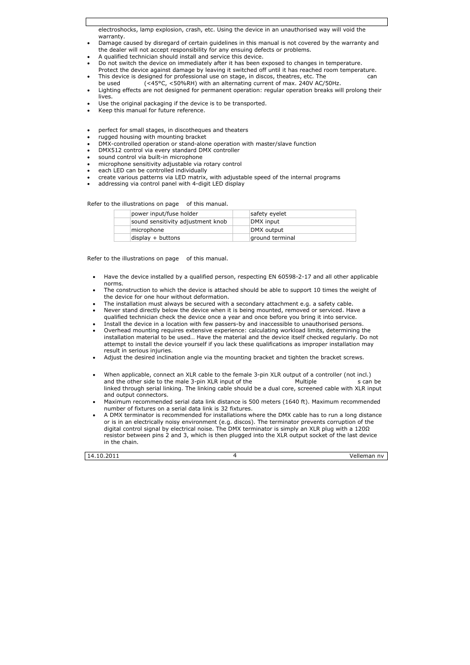 Velleman VDPL300ME User Manual | Page 4 / 30